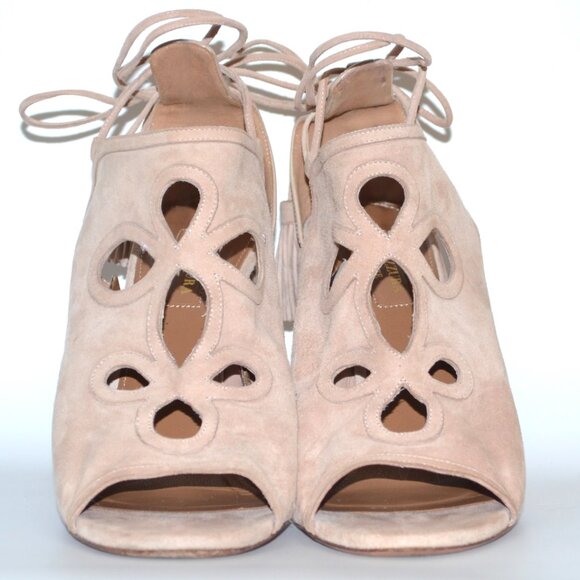 Aquazzura Nude Get Me Everywhere 105 Suede Sandal Heels SIZE 8 EU 38 - Picture 3 of 9